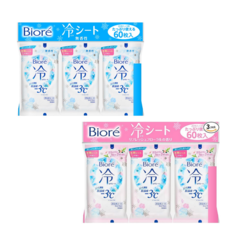 비오레 쿨 바디 시트 3개입 세트 무향 플로럴 향 더위 냉감 땀 냄새 제거 시트, 플로럴향