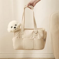 YACOODA 강아지 이동 가방 슬링백 고양이 캐리어 기내용 이동장 통풍 쿠션 포함 포대기 펫숄더백, 1개, 베이지 1개, 베이지
