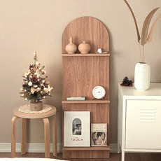 우드레이 매거진랙 라운드 북 선반, 오크, 3단