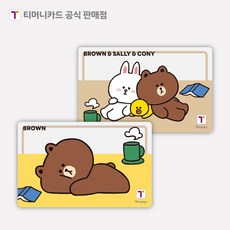 티머니 교통카드 편의점 하이패스 버스카드 라인프렌즈 Peace 투명 2종 1개, 브라운
