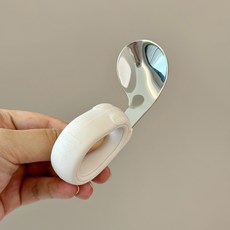 寶寶學習餐具 寶寶湯匙 寶寶勺子 訓練嬰兒自主進食專用吃飯學吃不銹鋼叉子輔食勺兒童餐具 學習湯匙, 【316L材質】單勺-藍色, 1個