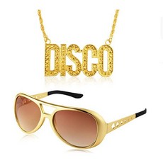 디스코 졸업사진 코스프레 목걸이 코스튬 컨셉 펑키 콧수염 가발 선글라스 할로윈 소품