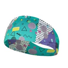 子甄彣璟 戰牌-運動吸汗頭帶 止汗頭帶 運動汗帶 束髮圈 髮帶 毛巾髮帶 頭巾 跑步 慢跑 瑜珈 健身 運動頭巾, 戰牌-紫綠點點, 1個