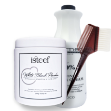 이스티프 미용실 탈색약 화이트 대용량 탈색제500g+산화제1000ml+염색빗 세트구성, 1개