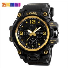 時刻美SKMEI 男士雙顯電子手錶 多功能50米防水防震 型號1155B 金色