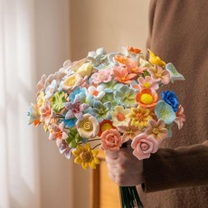 景德鎮 手工陶瓷花朵 仿真花束 裝飾擺件 隨機50朵, 隨機6朵 不重款(不含花瓶)