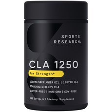 스포츠리서치 맥스 포텐시 CLA 1250mg 새플라워 오일 소프트젤, 180정, 1개