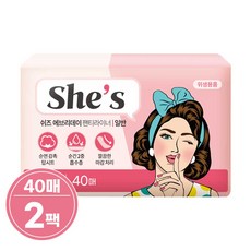 쉬즈 에브리데이 팬티라이너, 일반, 40개입, 2개