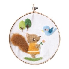 하마나카 양모 키트 수제 프레임에 장식하는 양털의 부드러운 자수 리스와 코토리 H441-566, 1개, 상세페이지 참조