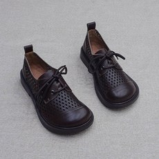 가죽 샌들 부츠 로퍼 단화 펀칭 발편한 둥근 통기성 구두 넓은 여름 엄마 큰 통굽 빅사이즈 발볼 라운드