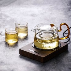 주전자 인덕션 온도조절 탁상용 전기 레인지 히팅기 가열기 온열기 스토브 휴대용 워머, 다크나무 100도+찻주전자