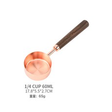 DFMEI 鍍金不鏽鋼量杯量勺廚房烘焙工具相思木手柄量匙計量工具八件套, 1個, 胡桃木玫瑰金柱子量杯60ml#袋裝:如圖