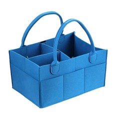 【開發票/統編】多功能毛氈媽咪包 外出手提尿布包 可折疊奶瓶分隔層大容量收納, 天藍色