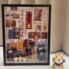 御守收納相框 旅遊周邊紀念品整理透明防塵盒 DIY手工可掛牆置物架, 1個, 黑色-（中空3釐米）送膠水,下單贈品（兩瓶膠水+白色底紙一張）