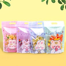 만들기대장 손잡이 지퍼백 토끼 곰 랜덤1개 지퍼팩 포장 봉투 손잡이 선물 dew+06746EZ