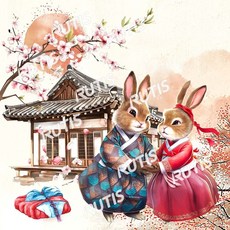 可愛動物蝶谷巴特藝術紙, 1個, 22.5x22.5