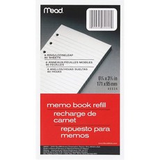 Mead 6링 메모장 리필 대학 규칙 6hp 17.9 x 9.5cm(6-3/4 3-3/4인치) 80장 화이트 팩 - Mea46534 2팩 2, Mead 6링 메모장 리필, 대학 규칙, 6hp, 17