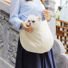반려동물 가방 슬링백 숄더 스트랩 이동 캐리어 펫 슬링 고양이 강아지 휴대용, 0.001개, 아이보리