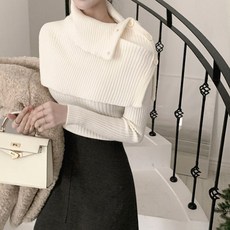 떳다그녀 셀류 워머 버튼 숄더 탑 셋업 겨울 이너 투피스 데일리 골지 단추 포근 보온 니트 세트