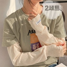 레더스 여자 헐렁한 자외선차단 팔토시 골프 운전 쿨토시, 2세트, 베이지