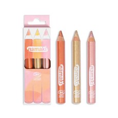 namaki 閃耀派對兒童亮粉彩繪筆3色組，安全無毒水性配方，輕鬆打造派對妝容，激發孩子創造力, 金/銅/粉, 1個