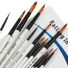 페인트 붓 세트 수채화 유화 아크릴 페이스 바디 네일 아트 공예 록 페인팅을위한 나일론 전문 앵글 페인트 브러쉬, 라운드, 12개, 라운드