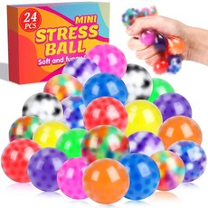 비스쿠 24 팩 스트레스 볼 스퀴즈 불안 방지 및 피젯 휴식 파티 선물 생일, 24P Stress Balls