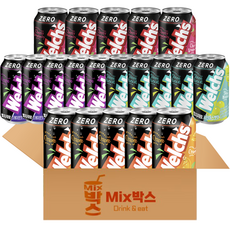 [믹스박스] 웰치스 제로 (포도 샤인머스캣 체리 오렌지) 4종 세트 20개입, 1세트, 355ml