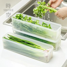 時空優品 長形保鮮盒 - 小蔥/香菜/蔬菜/雞蛋/麵條/雜糧收納盒 - 長型備料盒, 1個, 透明