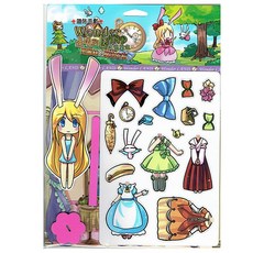 Hi-toys 愛麗絲的魔法衣櫥 可愛換裝磁貼 兒童益智玩具 角色扮演遊戲 激發創造力, 1個, Multicolor