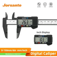 전자 Pachometer 디지털 캘리퍼스 버니어 미터 눈금자 탄소 섬유 플라스틱 게이지 측정 도구 악기 Caliper Black 150, 1세트