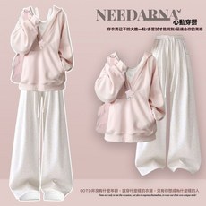 早秋減齡衛衣套裝女，韓系多巴胺色系，舒適休閒兩件套，2025新款時尚運動服