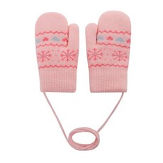 IPENNY 유아용 겨울 장갑 (1~3세 남아 여아용) 추운 날씨에 걸 수 있는 목끈이 달린 열 플리스 안감 장갑 (핑크)