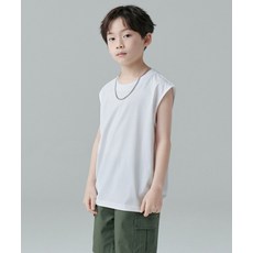 무신사 스탠다드 MUSINSA STANDARD KIDS 오버사이즈 크루 넥 슬리브리스 탑 [화이트] MKDTP5K09-WH 379829