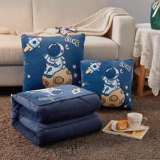 겨울용 기모 안감 두꺼운 크리스탈 벨벳 베개 겸 이불 2-in-1 침실 및 차량용 쿠션, 40*40cm를 펼치면 100*150 ±3cm, 우주비행사용 두꺼운 크리스탈 벨벳