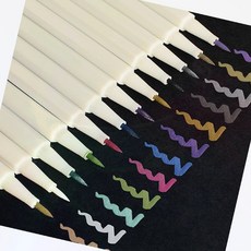 메탈릭 마커펜 캘리 카드 꾸미기 펜 드로잉, 1개, 상세페이지 참조