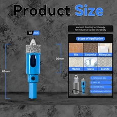 18-68MM 다이아몬드 드릴 비트 세트 세라믹 타일 홀쏘 유리 대리석 화강암 석재 도자기용 위치 드릴 포함 1, 01 18