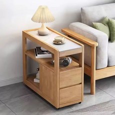 이동식 사이드블 쇼파옆 거실 침대 협탁 소파 간이, 1개, B. 원목색 70x30x62 바퀴 포함 완제품 조립 불