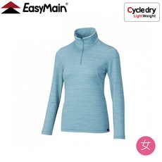 EasyMain 衣力美 台灣 女 排汗長袖休閒衫 淺灰藍