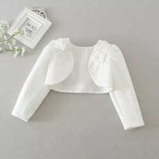 女童披肩 長袖蕾絲花朵開衫外套