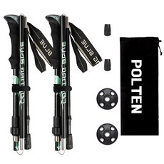 폴텐 초경량 접이식 폴대 두랄루민 등산스틱, 2세트, 블랙