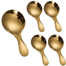 짧은 손잡이 스푼 골드 미니 스푼 5개 8.9cm3.5인치 스테인리스 스틸 미니 스쿱 통용 작은 커피 스쿱 캔디 스쿱 소금 스푼 조미료 스푼 디저트 스푼 골드, 짧은 손잡이 스푼 골드 미니 스푼 5개, 8.9cm3.