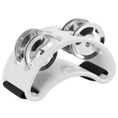 드럼 기타 블랙 연주를 위한 골든 스틸 징글벨이 있는 이스트록 풋 탬버린 퍼커션 악기, White-1