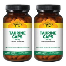 Country Life (鄉村生活)牛磺酸 500mg 素食膠囊無麩質無糖, 100 件, 2個