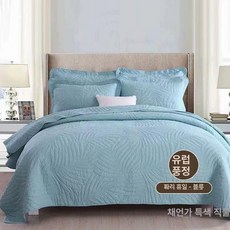 양면 베드 스프레드 커버렛 누빔 겸 리버서블 깔개, 파리홀리데이 - 블루