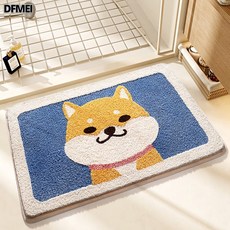 DFMEI 卡通動物植絨地毯地墊家用衛生間門口浴室防滑墊吸水腳墊, 1個, 秋田犬