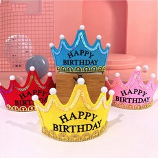 데이커버 LED 생일 왕관 머리띠 파티 용품 해피벌스데이 모자, 연핑크