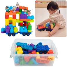 소프트 두두 점보 블록 70p 대형 아기 말랑말랑 블럭 가족피규어 포함, 1세트, 혼합