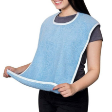 쿠리풀 어르신 다회용 앞치마 턱받이, 1개, 블루