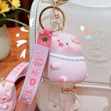 客製化卡通可愛豬豬情侶鑰匙扣 包包書包掛飾閨蜜禮物